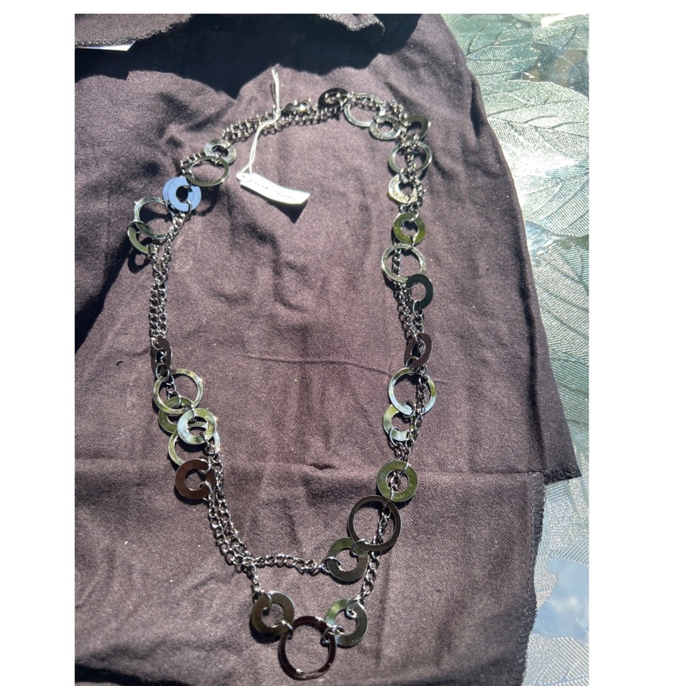 NWT Park Lane Necklace OS‎ NWT Gunmetal Open Circle Station Long Chain Geometric